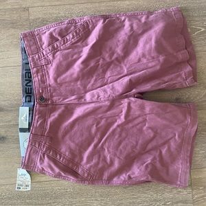 Denali mens flatfront maroon colored shorts